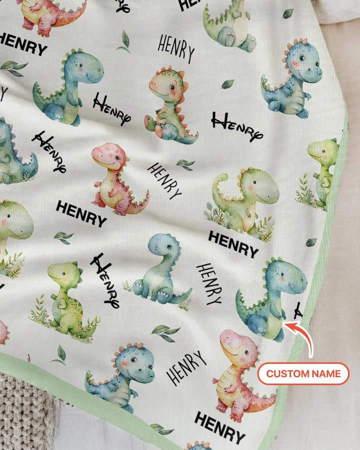 Dinosaur Custom Name Blanket