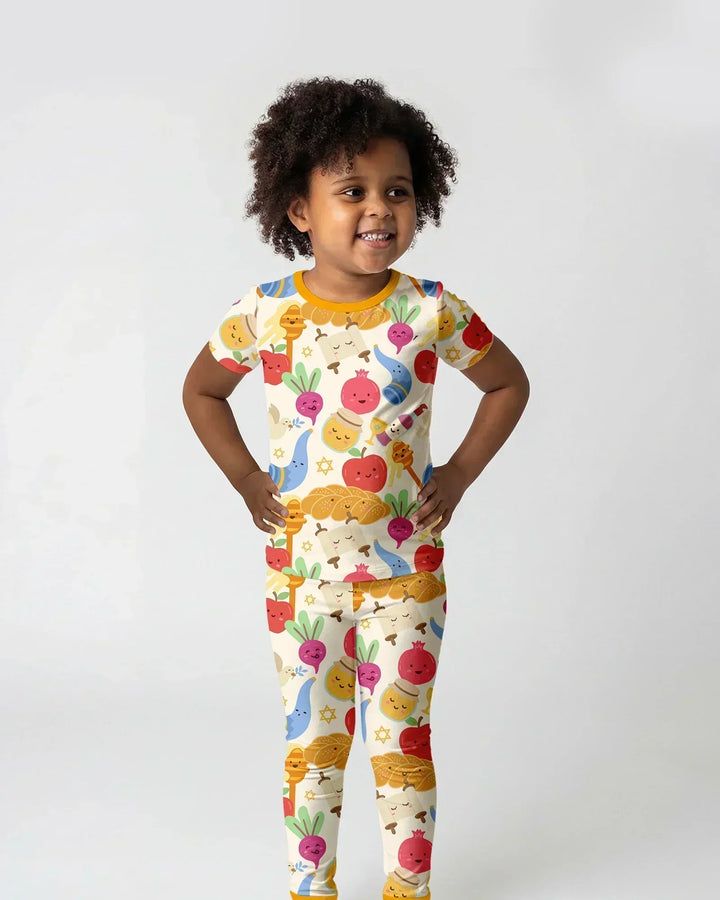 Shana Tova Rosh Hashanah Bamboo Two Piece Short Sleeve Pajama Set