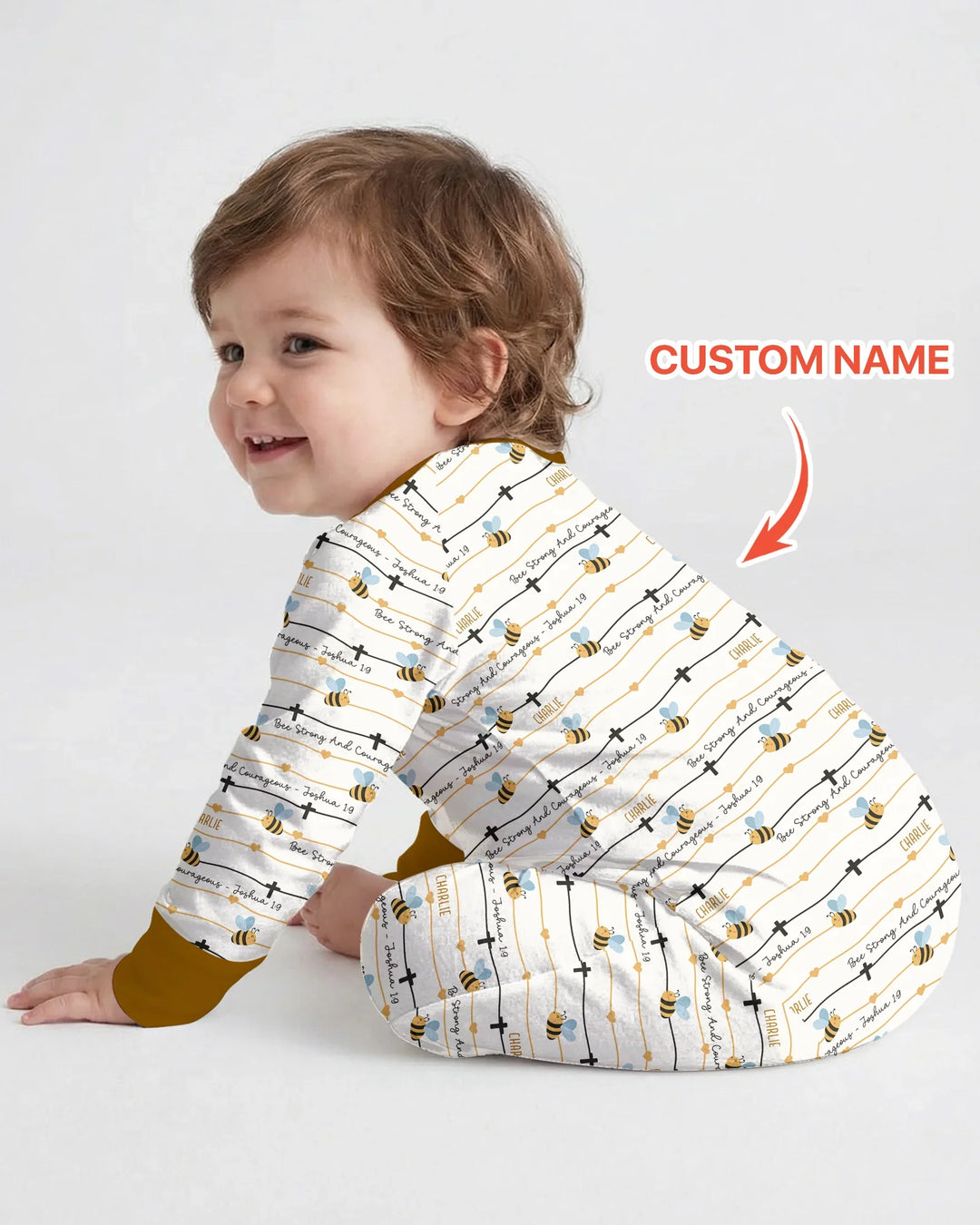 Bee Strong And Courageous Custom Name Bamboo Convertible Zippy