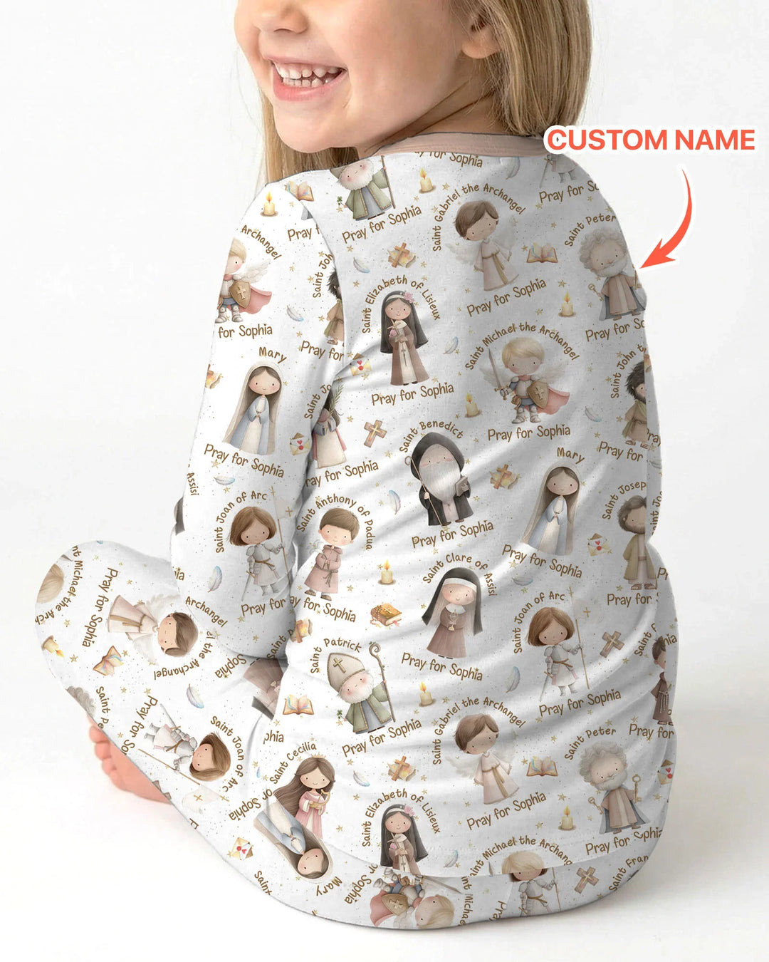 Pray For Me Custom Name Bamboo Two Piece Long Sleeve Pajama Set