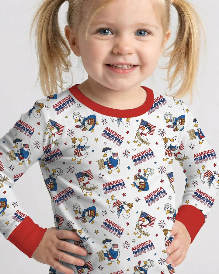 Patriotic Goose Celebrating 250 Years Two Piece Long Sleeve Pajama Set