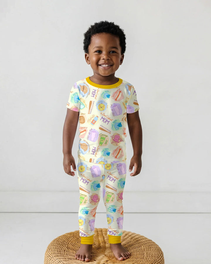 SoftBall Mom Saves The Days Two Piece Short Sleeve Pajama Set