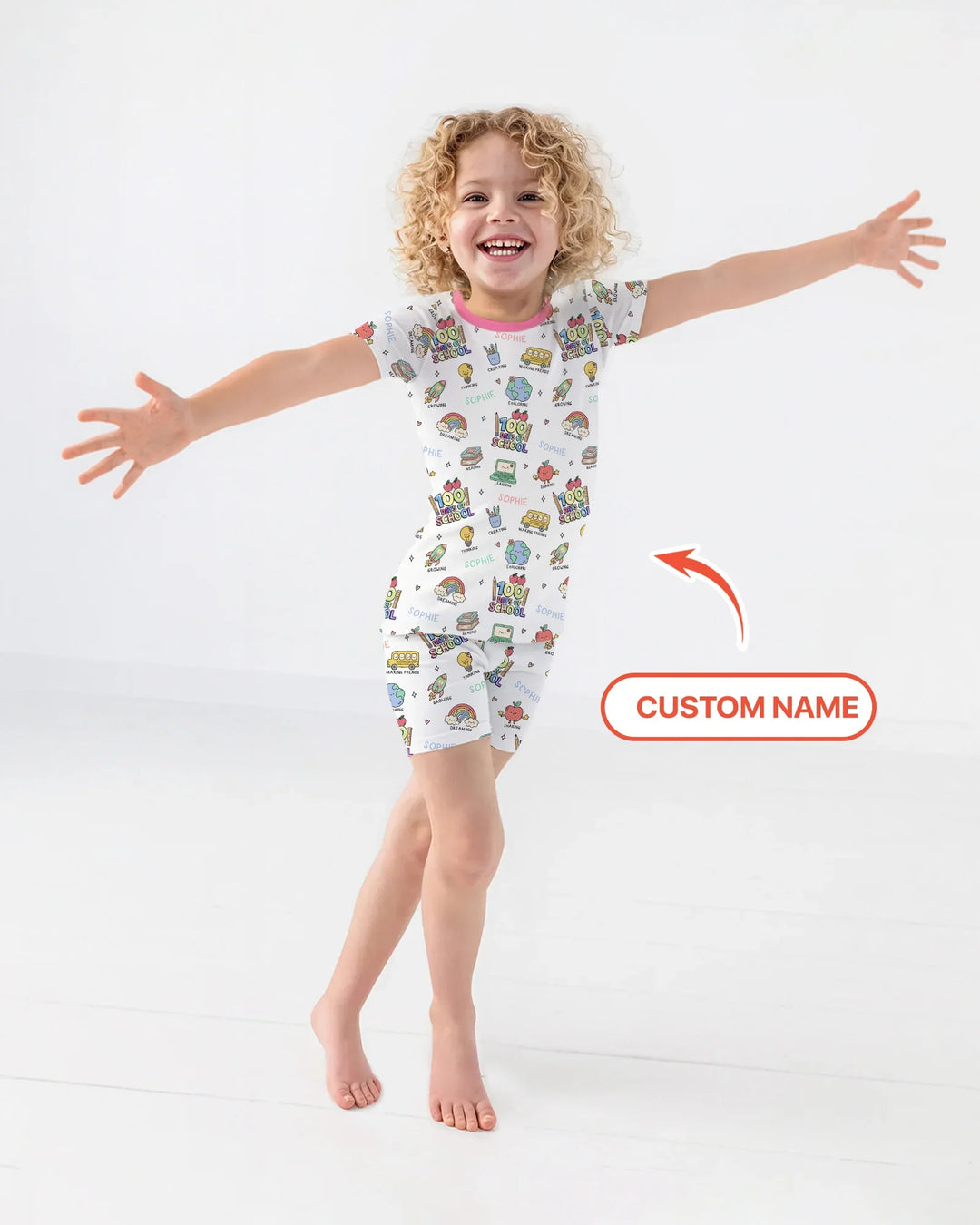 Custom Name Celebration Hundred Days Two Piece Short Sleeve Shorts Pajama Set