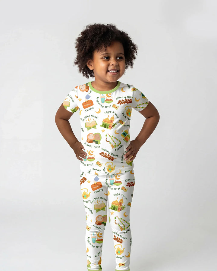 Ramadan Mubarak Matching Family Two Piece Short Sleeve Pajama Set