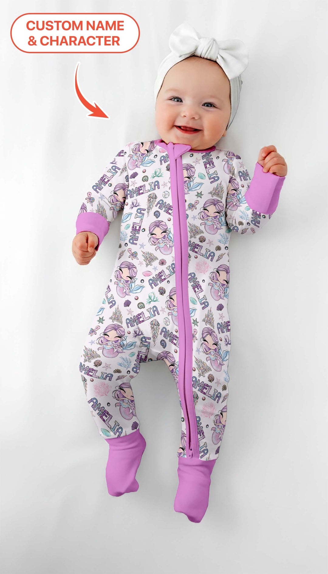 Custom Name Doodle Little Mermaid Convertible Zippy