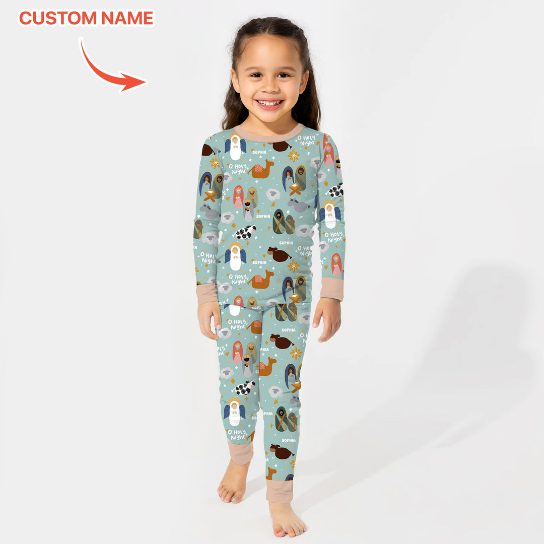 Zweiteiliges Langarm-Pyjama-Set mit Sommerfrüchten