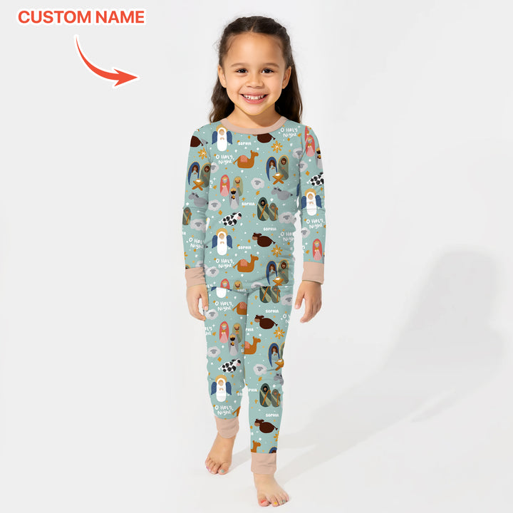 Zweiteiliges Langarm-Pyjama-Set mit Sommerfrüchten