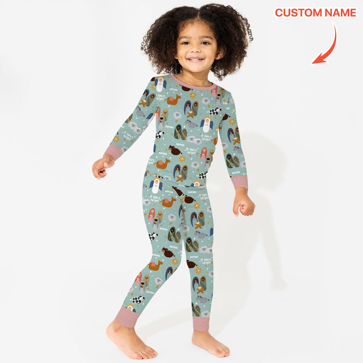 O Holy Night Custom Name Long Sleeve Pajama Set