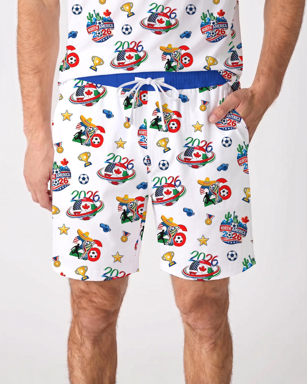 World Soccer North America 2026 Family Matching Bamboo Men Short Sleeve Short Pajama Set