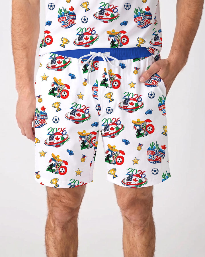 World Soccer North America 2026 Family Matching Bamboo Men Short Sleeve Short Pajama Set