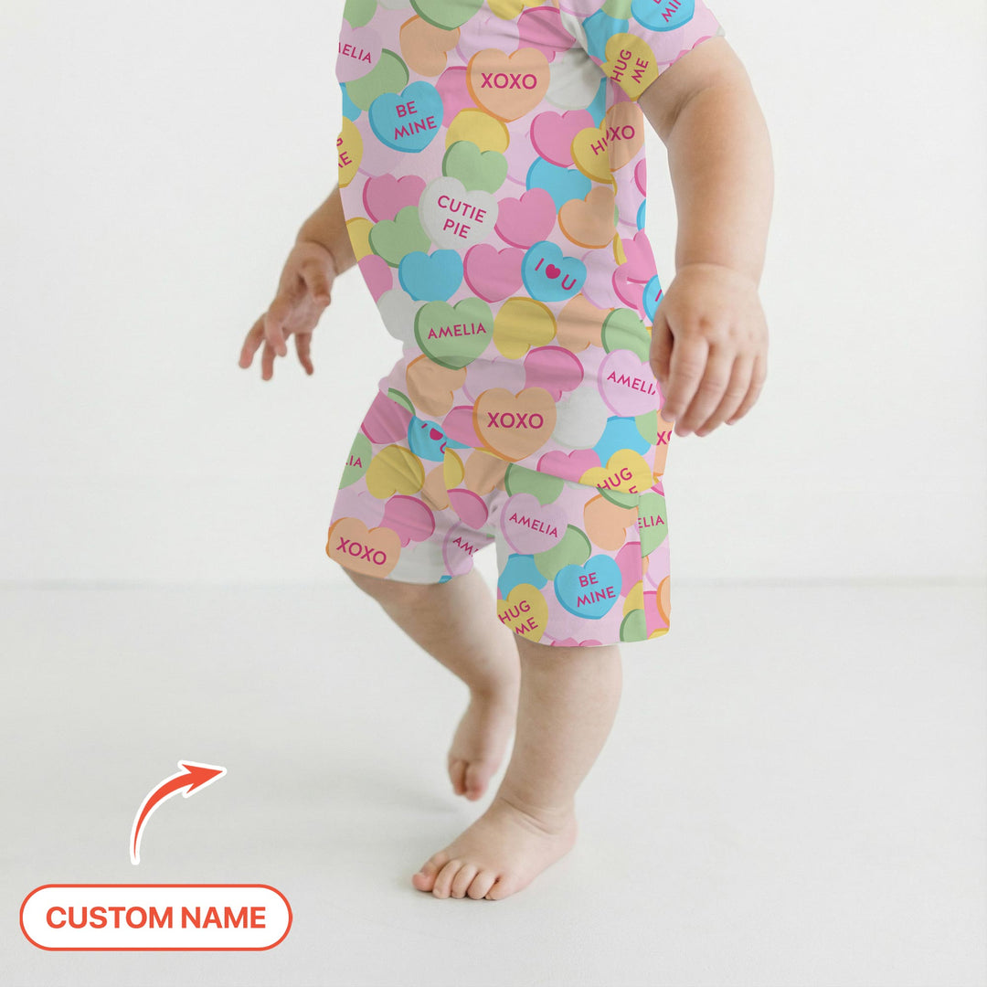 Valentine Candy Crush Family Matching Two Piece Short Sleeve Shorts Pajama Set