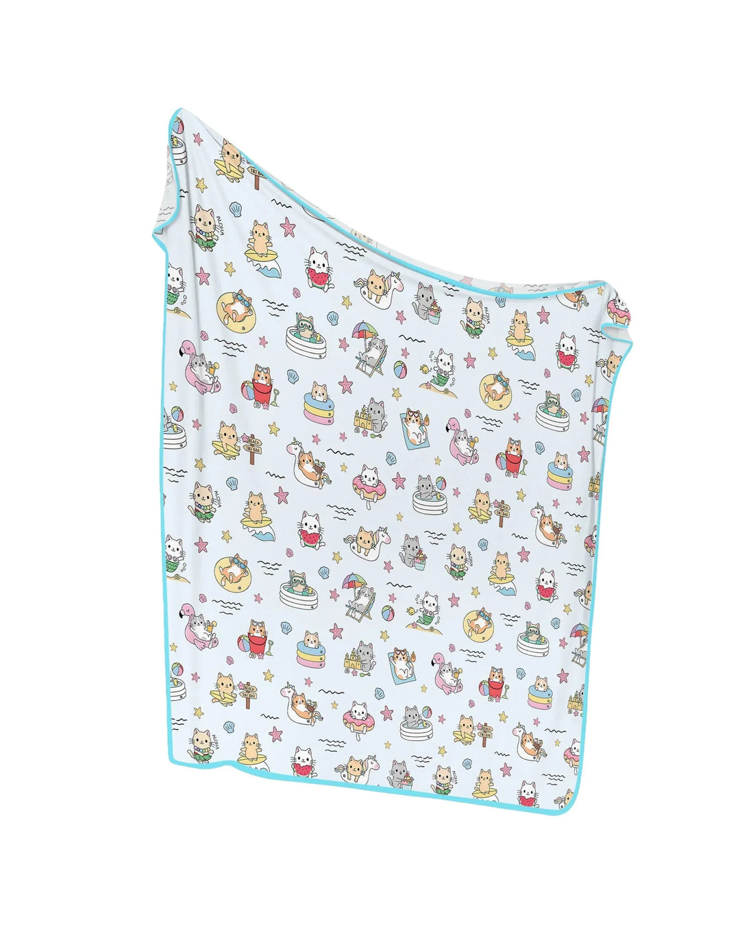 Kawaii Cats Summer Vacation Bamboo Blanket