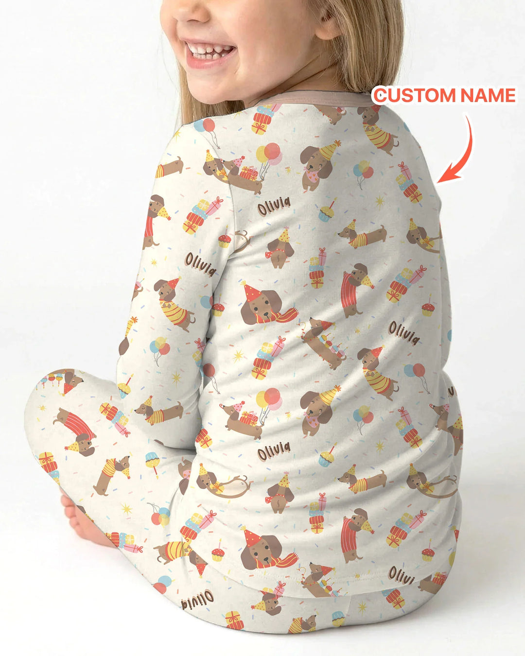 Dachshund Birthday Bamboo Two Piece Long Sleeve Pajama Set
