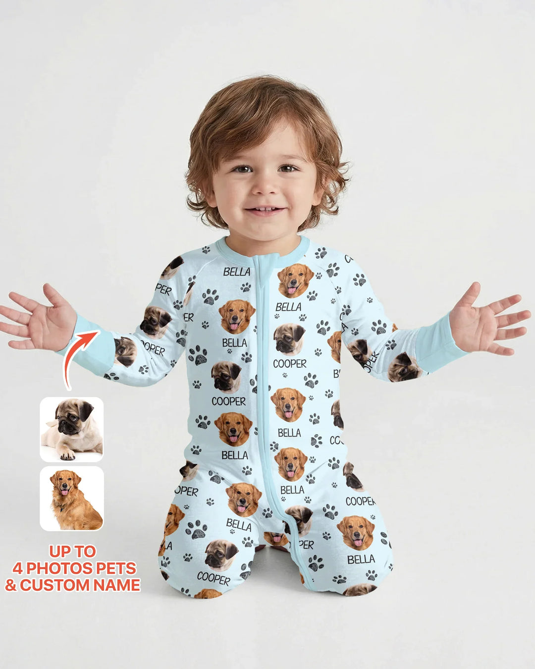 Custom Dog Photo With Paw Bamboo Convertible Zippy