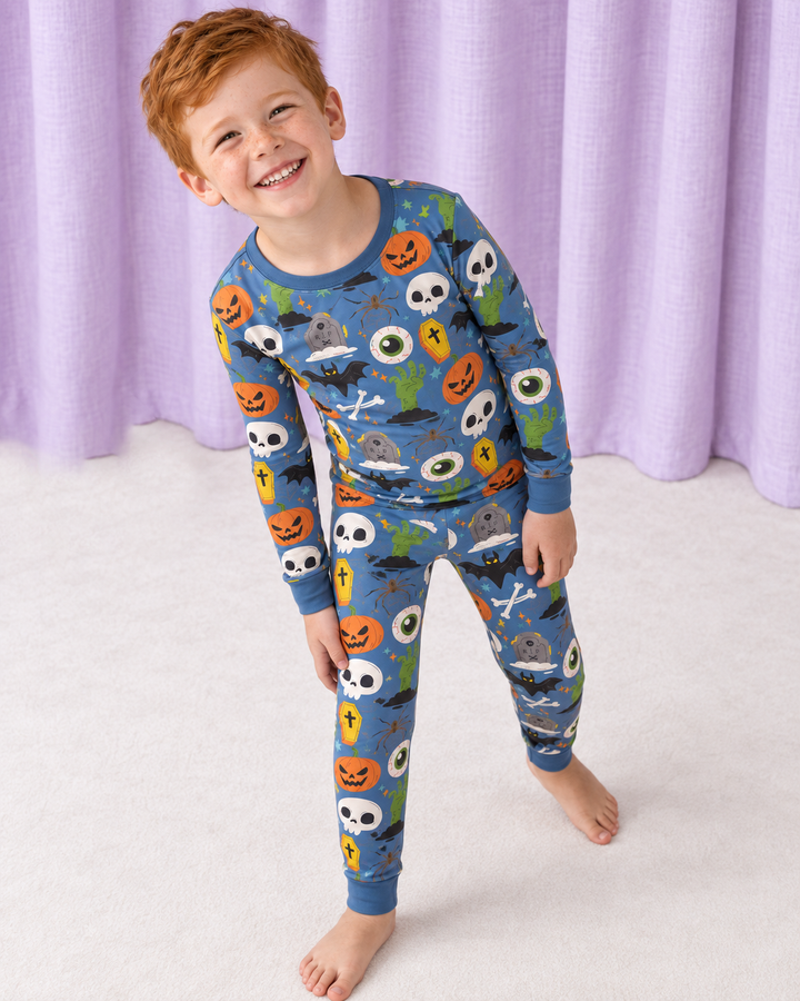 Little Monsters Bamboo Two Piece Long Sleeve Pajama Set For Halloween
