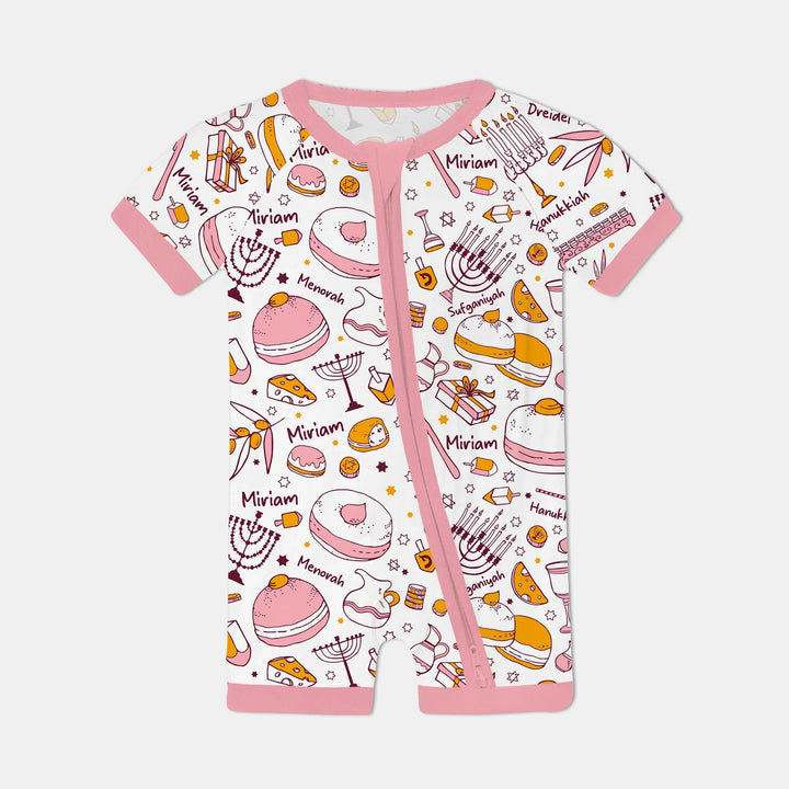 Happy Hanukkah Doodles Custom Name Family Matching Shorty Zippy