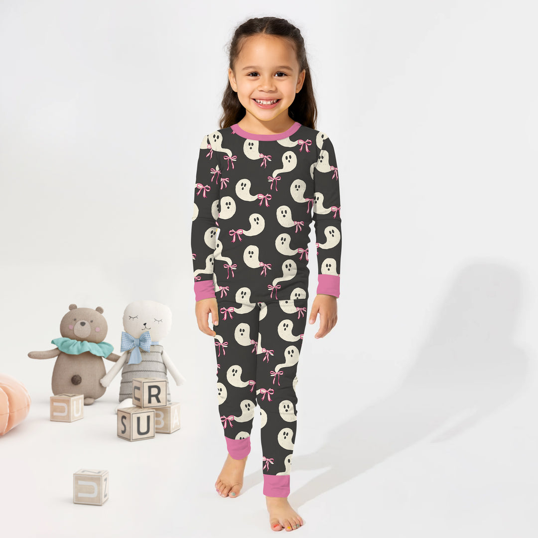 Little Ghosts Two Piece Long Sleeve Pajama Set For Halloween