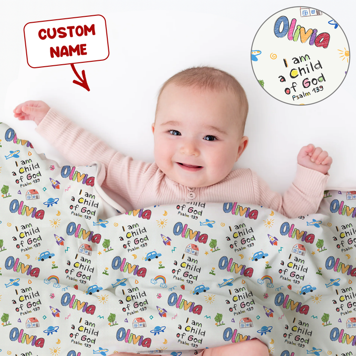 Custom Name "I am a Child of God" - Toddler Blanket