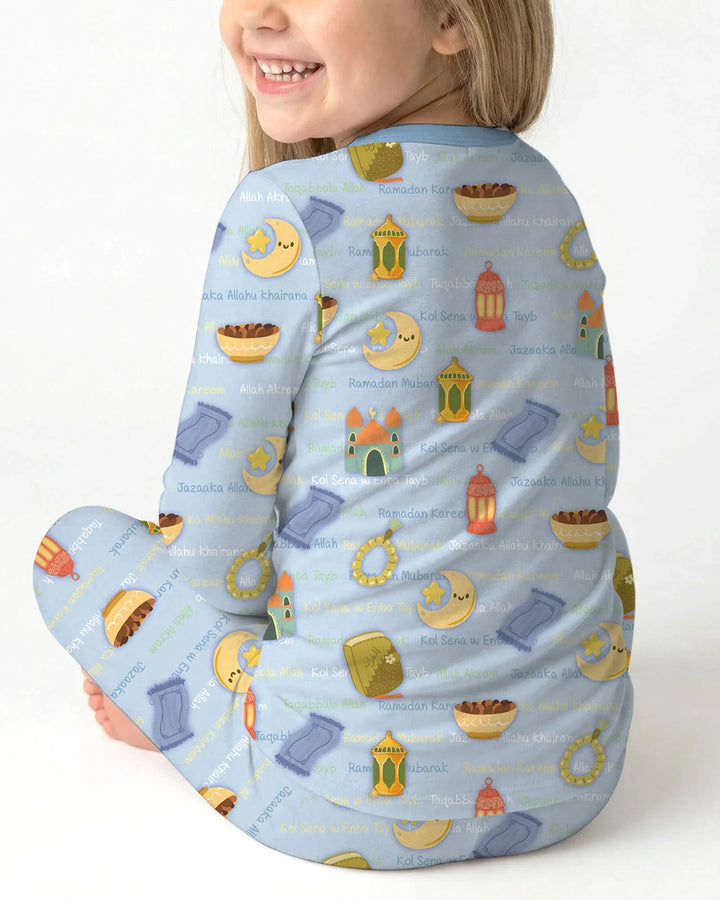 Zweiteiliges Langarm-Pyjama-Set mit Sommerfrüchten