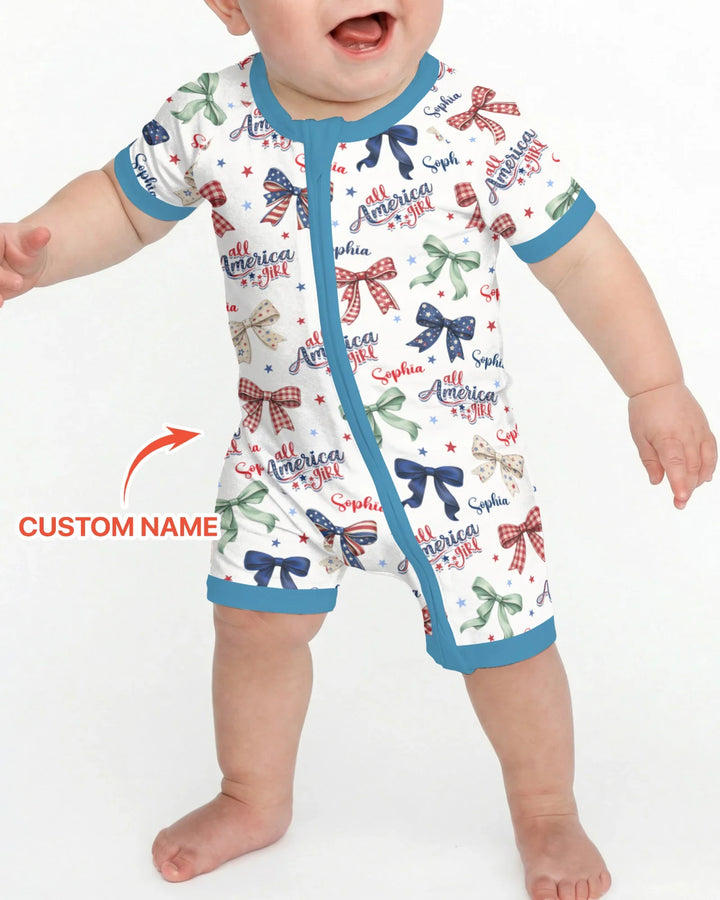 Custom Name All American Girl Bamboo Shorty Zippy