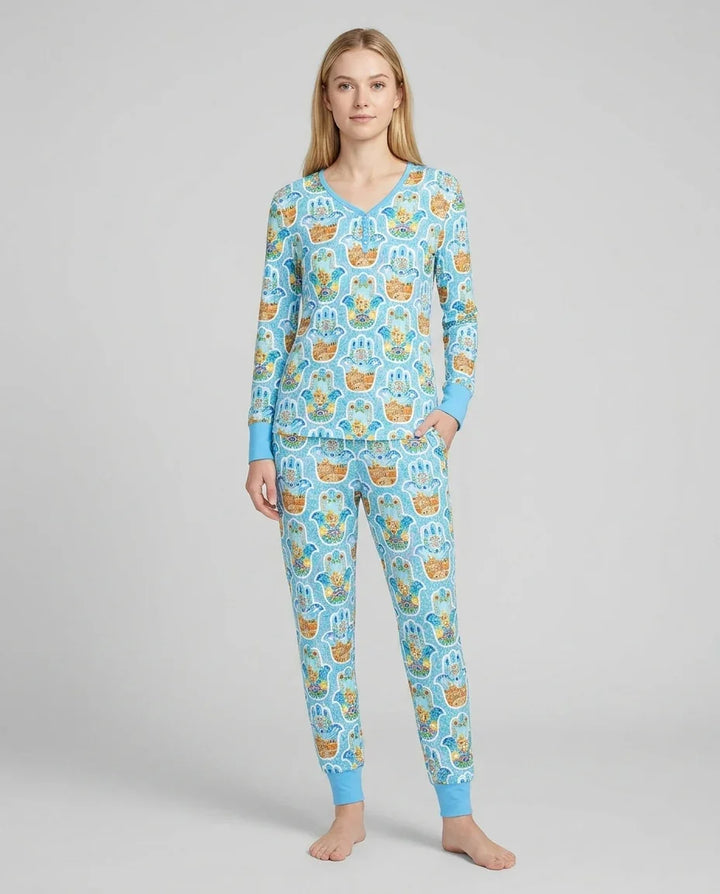Plantilla de conjunto de pijama de mujer de bambú