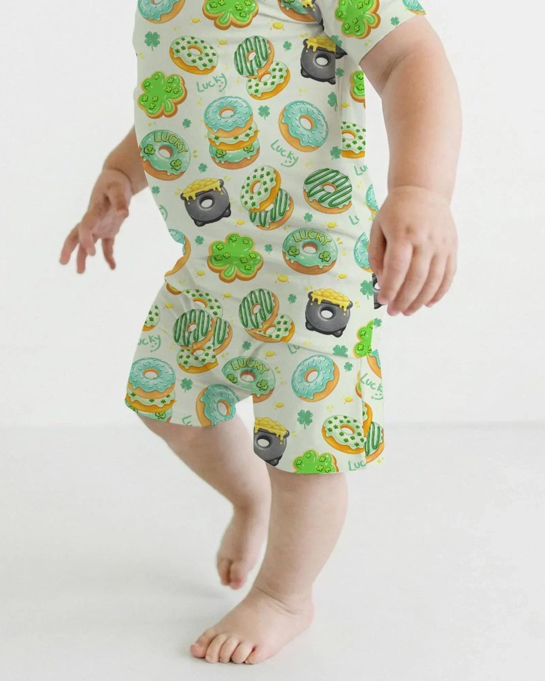 St. Patrick's Day Donut Two Piece Short Sleeve Shorts Pajama Set