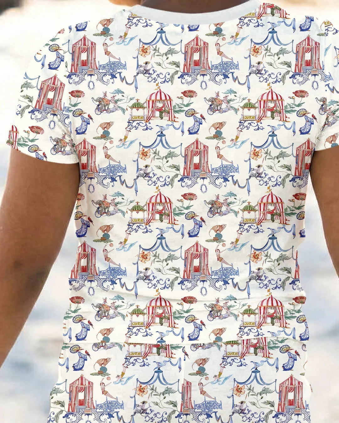 Vintage Lousiana Circus Toile Family Matching Bamboo Two Piece Short Sleeve Pajama Set