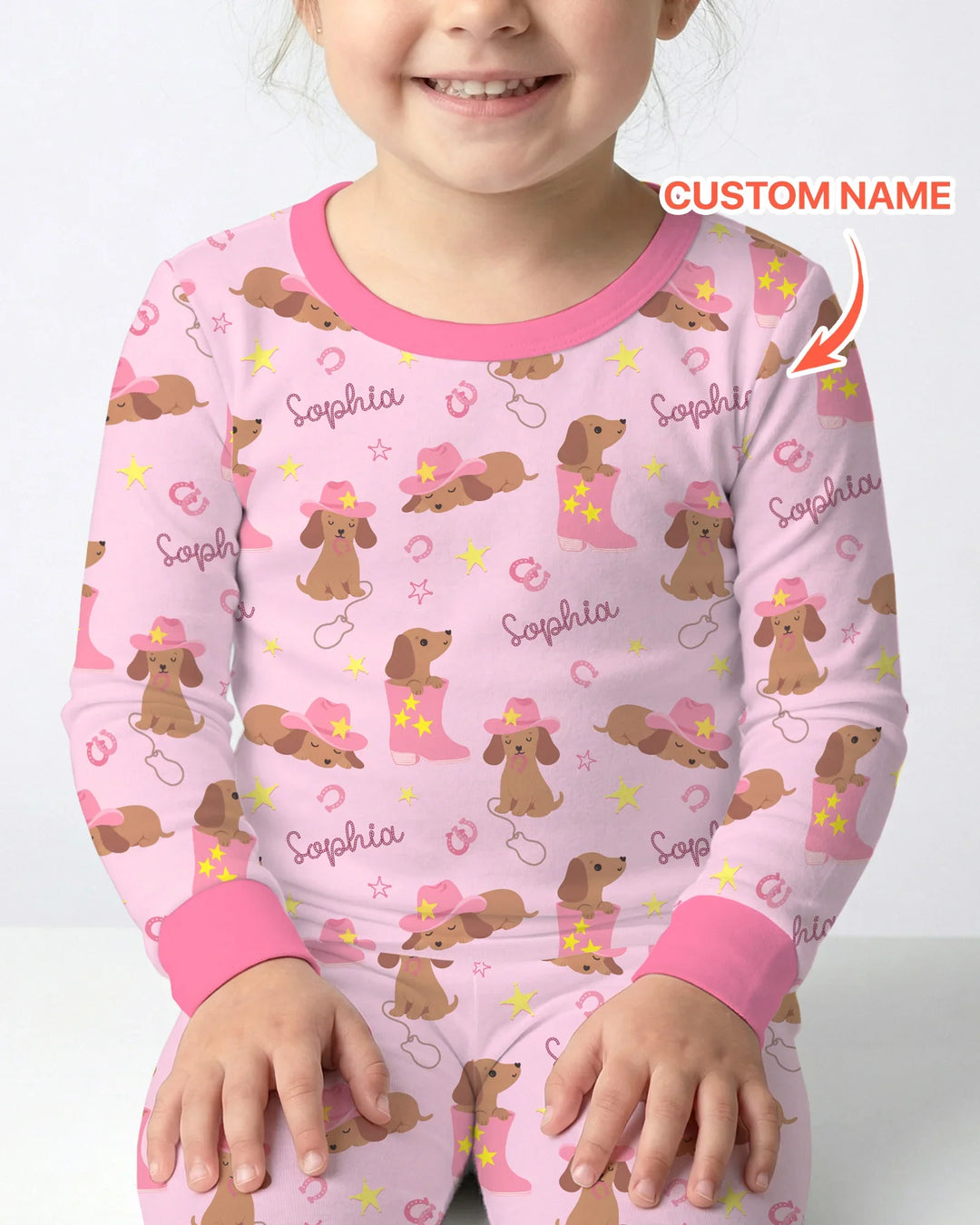 Howdy Dachshund Two Piece Long Sleeve Pajama Set