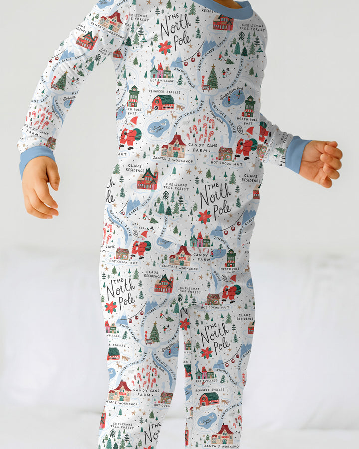 The North Pole Map Two Piece Long Sleeve Pajama Set , The North Pole Map Two Piece Long Sleeve Pajama Set - 12-18M