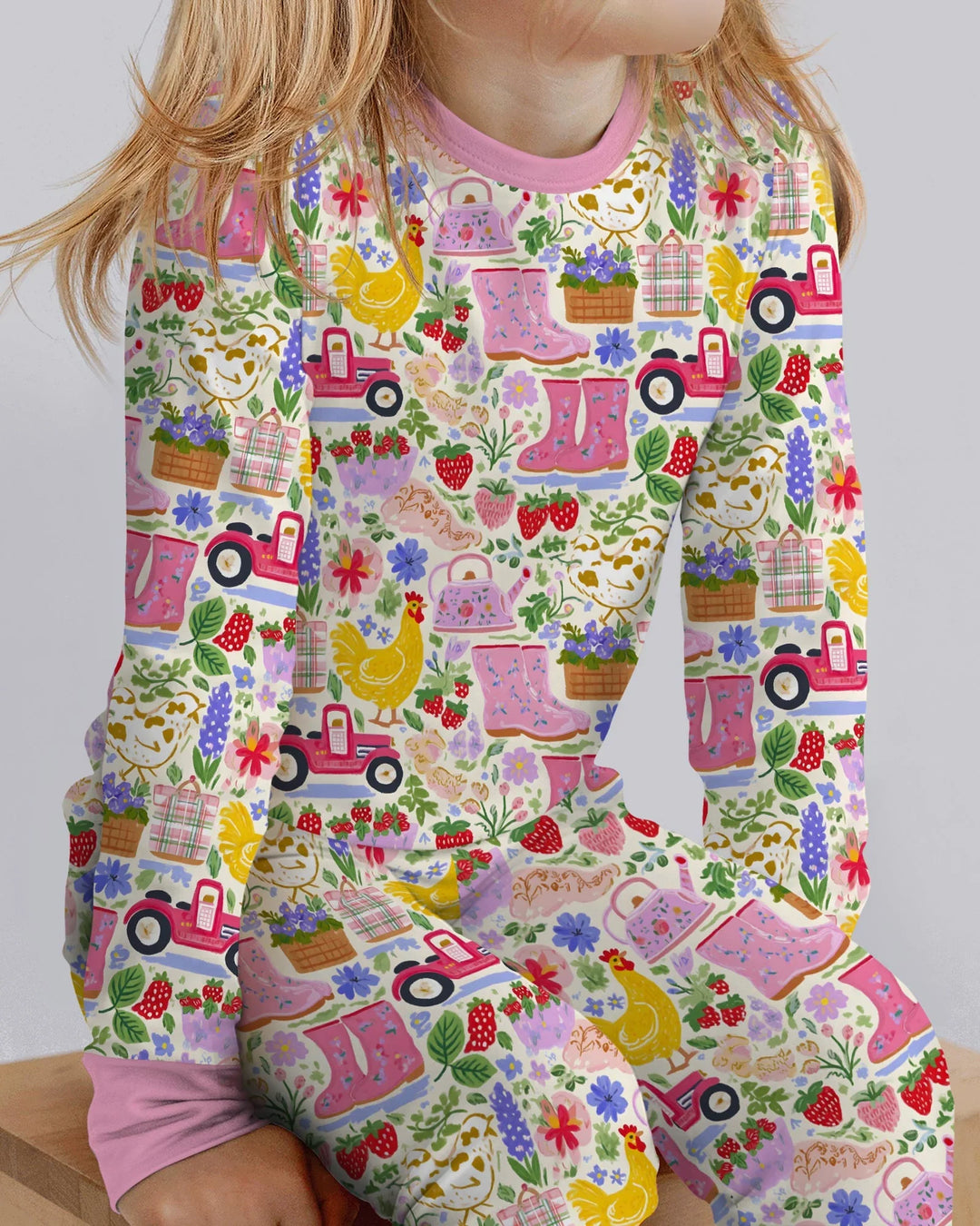 Farm Life Mommy & Me Matching Bamboo Two Piece Long Sleeve Pajama Set