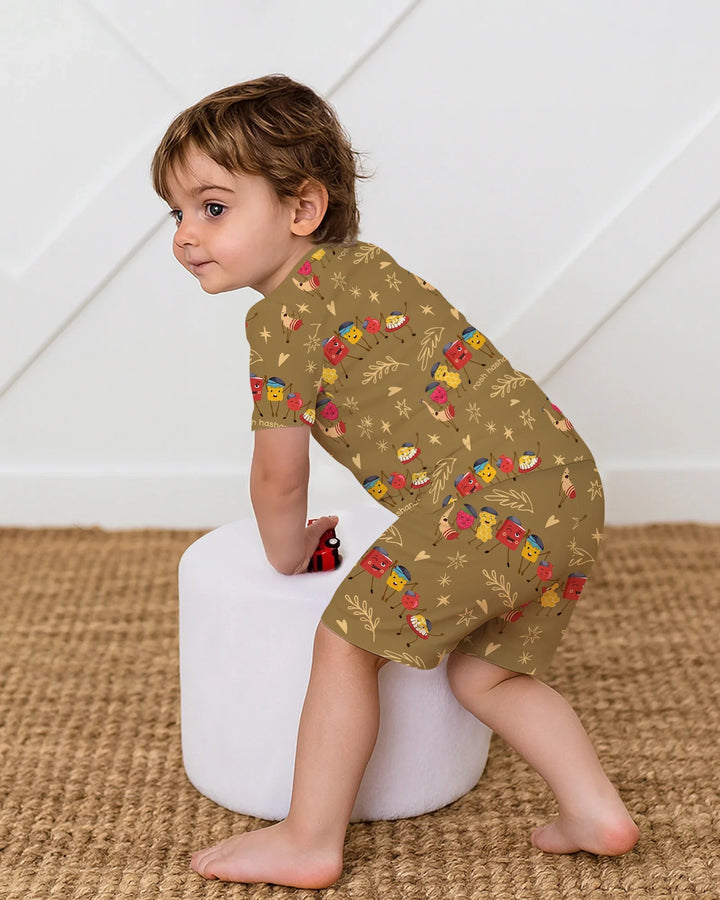 Conjunto de Pijama de Dos Piezas de Bambú con Mangas Cortas y Pantalones Cortos