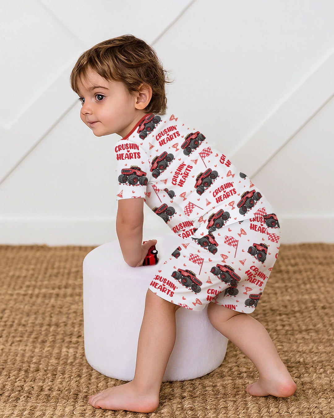 Crushin Hearts Two Piece Short Sleeve Shorts Pajama Set