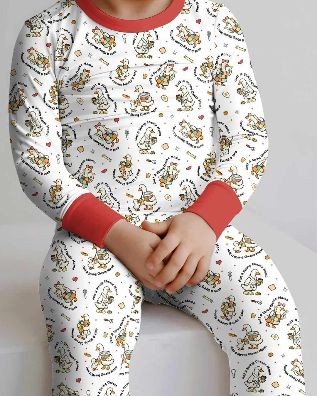 Just A String Cheese Mama Era Mommy & Me Bamboo Two Piece Long Sleeve Pajama Set