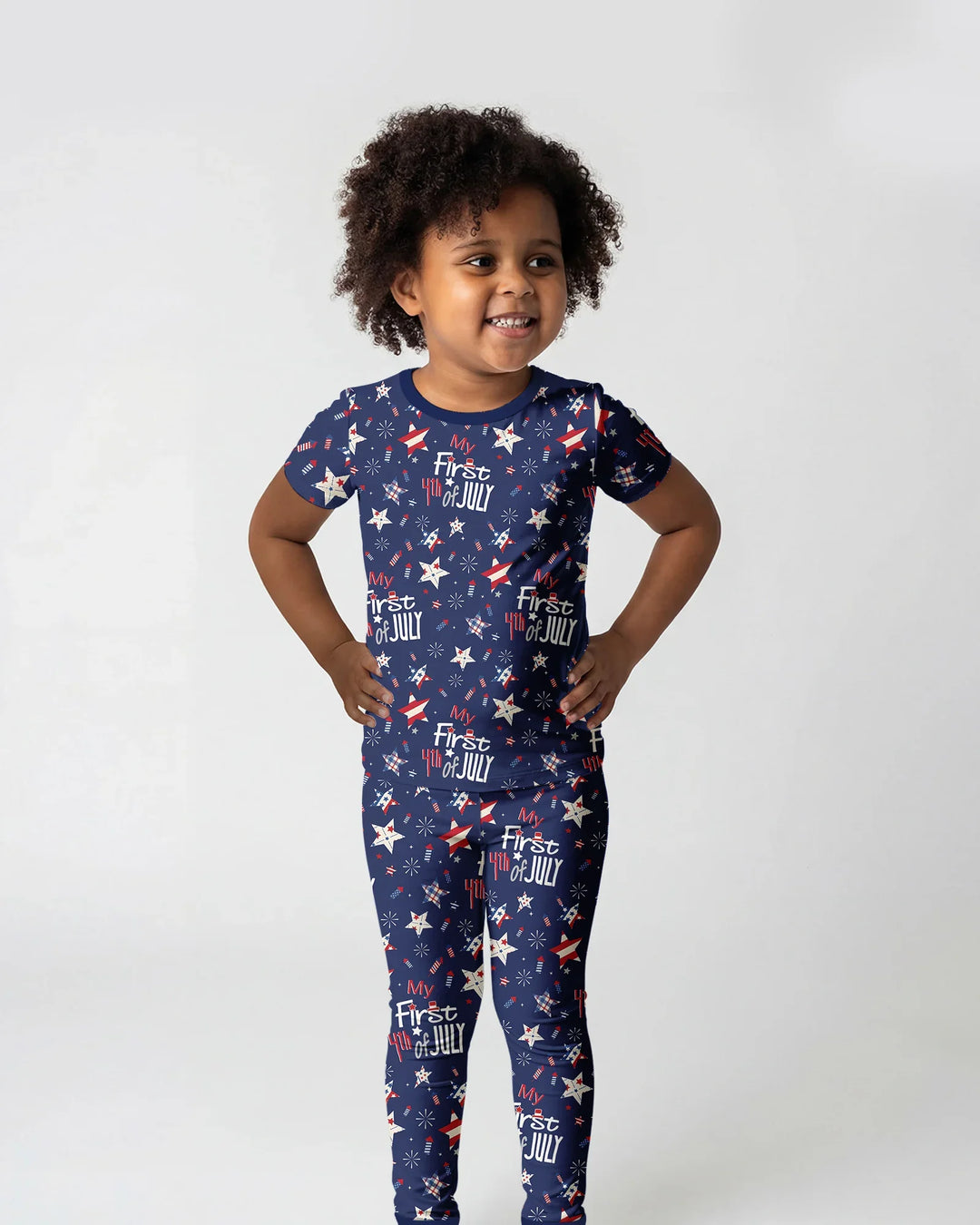 My First 4th of July Star Striped Bamboo Two Piece Short Sleeve Pajama Set