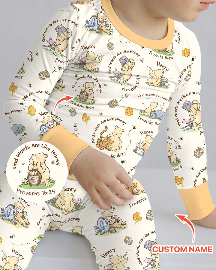 Kind Words Are Like Honey Custom Name Bamboo Two Piece Long Sleeve Pajama Set