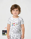 Conjunto de pijama de bambú de dos piezas con shorts y mangas cortas, con alfabeto para colorear