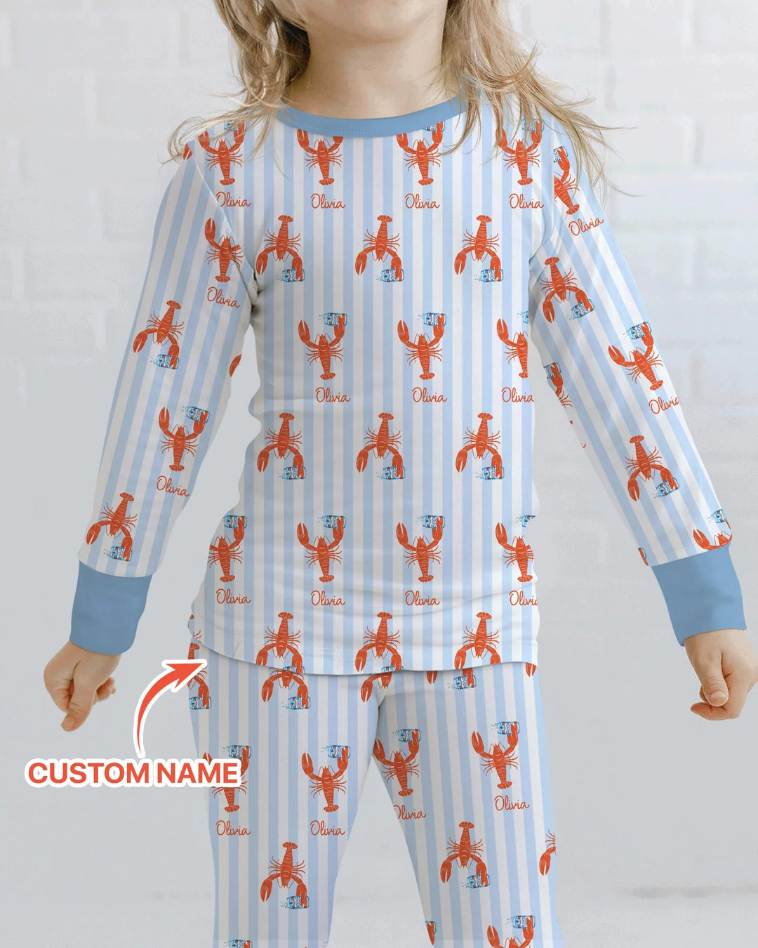 Conjunto de pijama de dos piezas de bambú de manga larga con nombre personalizado, diseño de cerveza y cangrejo de río