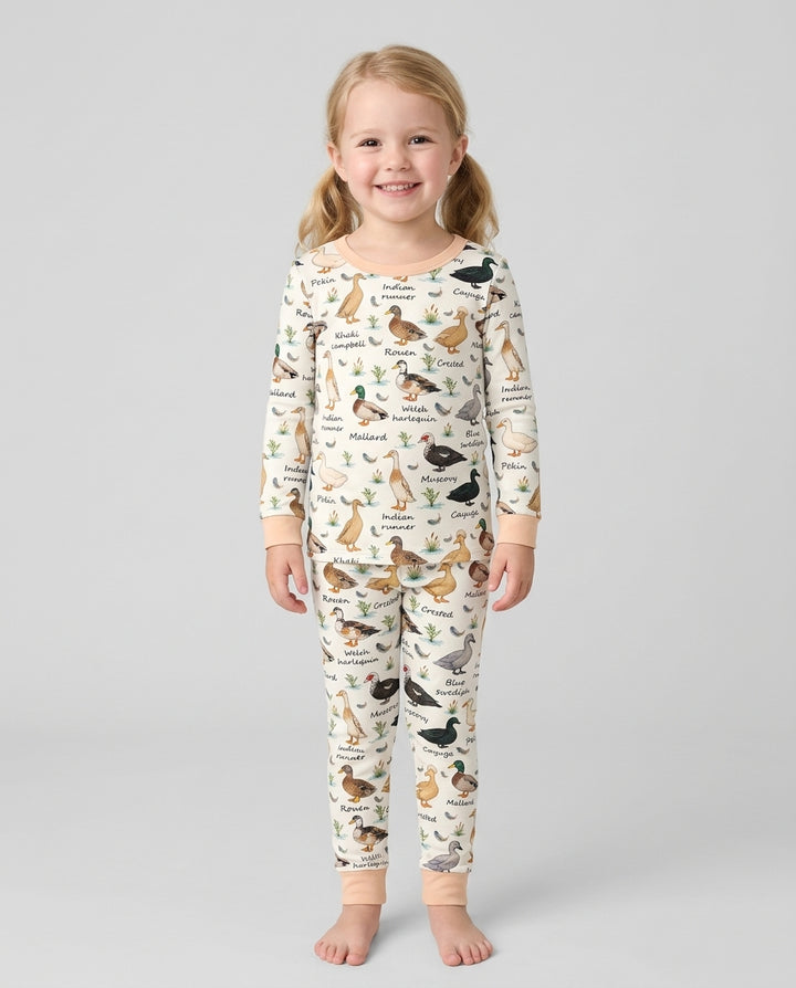 Farm Duck Species Bamboo Two Piece Long Sleeve Pajama Set