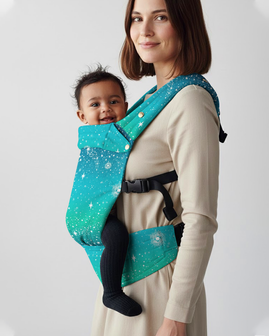 Teal Starry Night Sparkle Baby Carrier