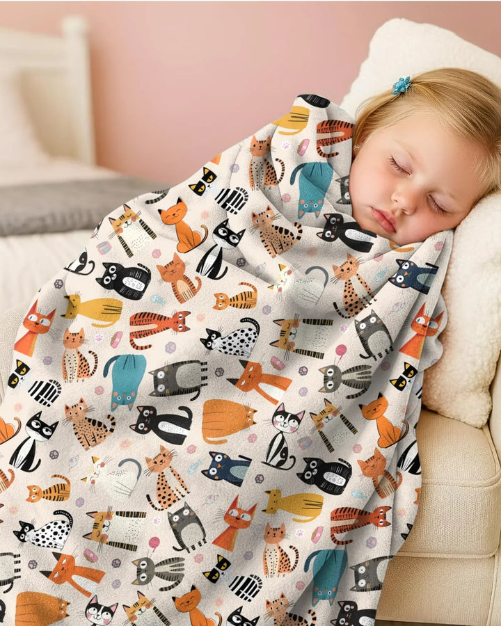 Goofy Mischief Cat Family Matching Bamboo Blanket