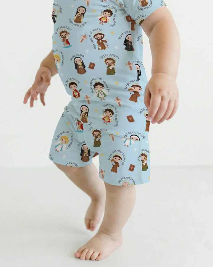 Saints in the Clouds Two Piece Short Sleeve Shorts Pajama Set