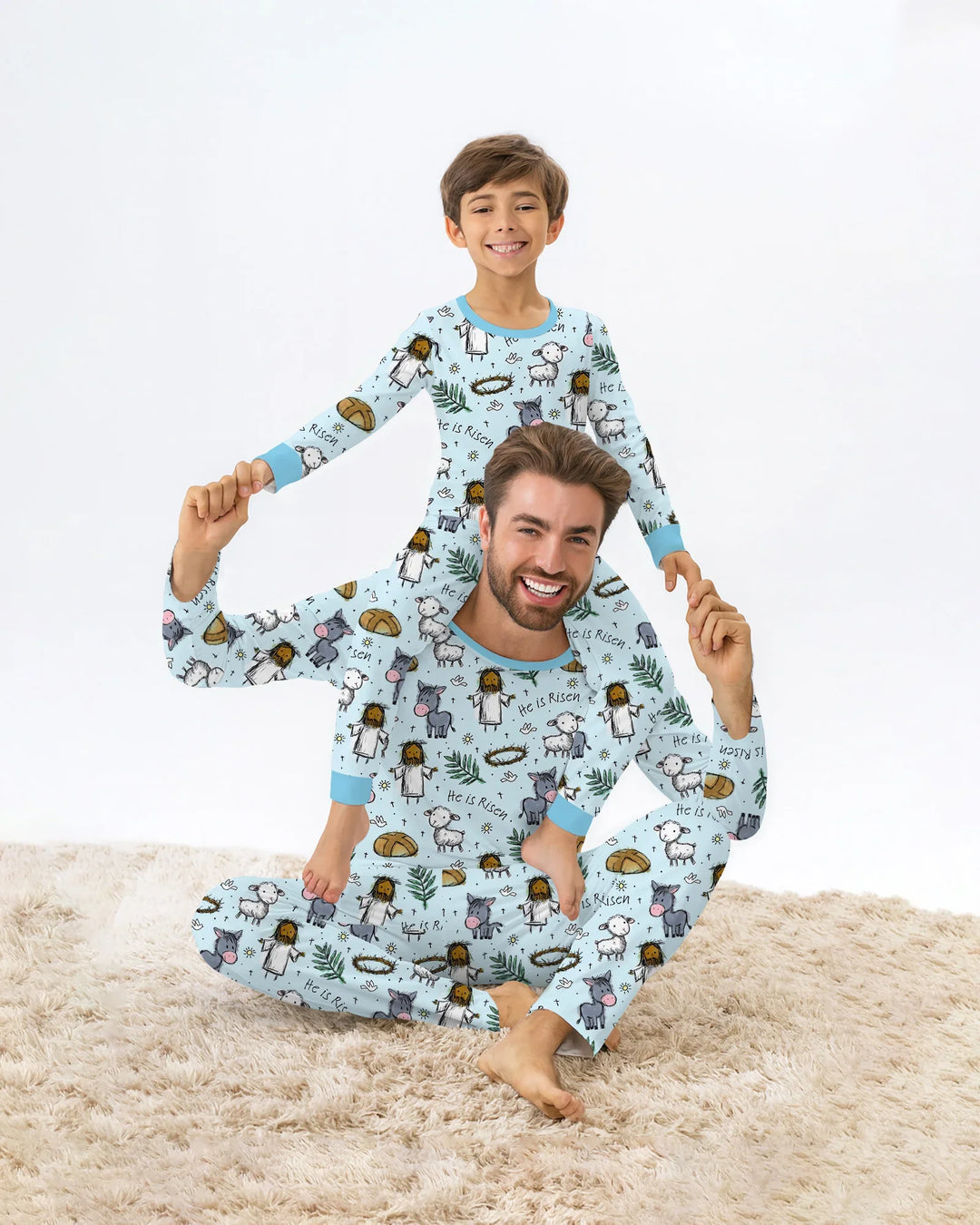 He Is Risen Easter Family Matching Two Piece Long Sleeve Pajama Set