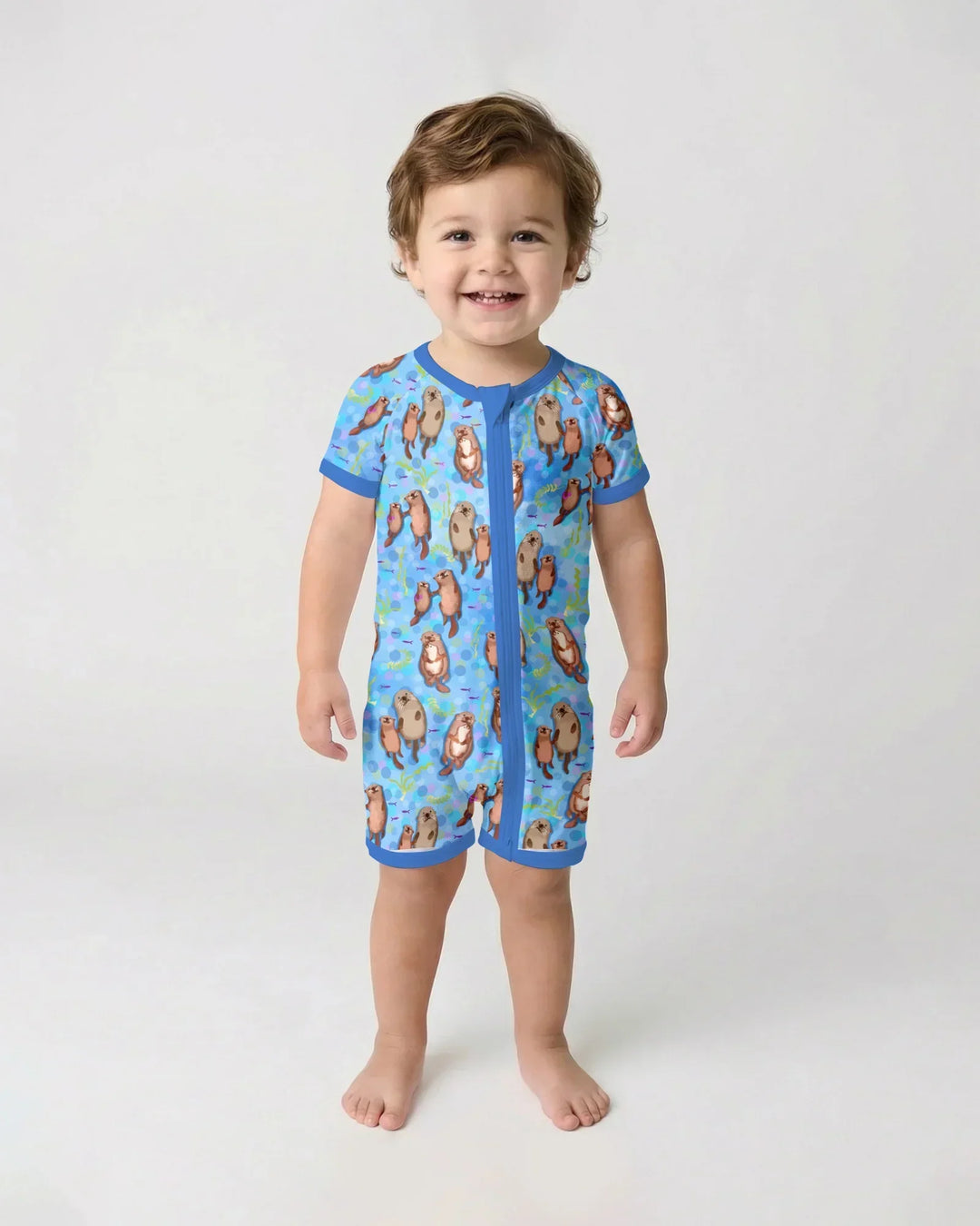 Pijama de bambú Otterly Together con cremallera corta