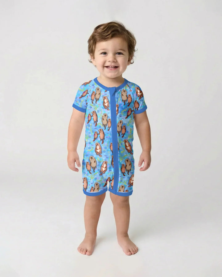 Pijama de bambú Otterly Together con cremallera corta