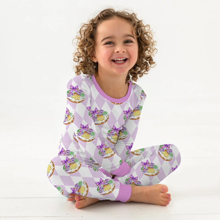 Mardi Gras Donut Two Piece Long Sleeve Pajama Set