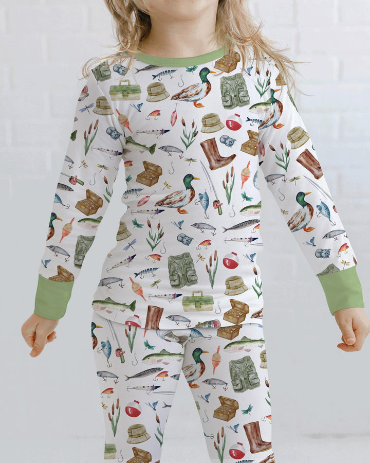 Daddy's Fishing Buddy Daddy& Me Matching Bamboo Two Piece Long Sleeve Pajama Set
