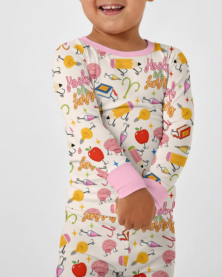 Hooked on Learning Bamboo Two Piece Long Sleeve Pajama Set