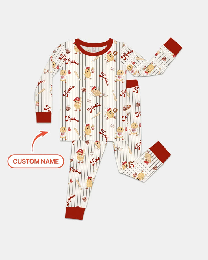 Custom Nam Retro Ballgame Bamboo Two Piece Long Sleeve Pajama Set