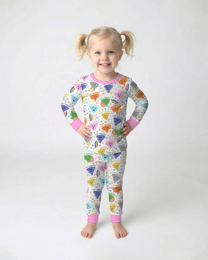 Zweiteiliges Langarm-Pyjama-Set mit Sommerfrüchten