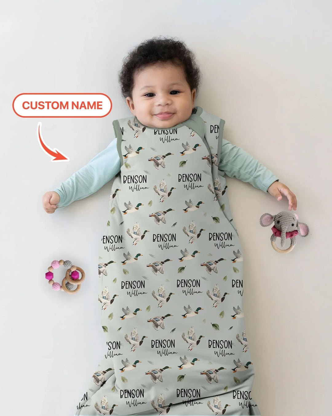 Custom Name Mallard Duck Bamboo Sleep Bag